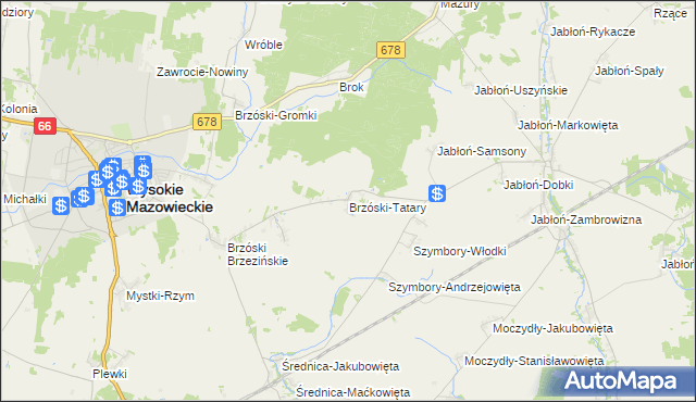 mapa Brzóski-Tatary, Brzóski-Tatary na mapie Targeo