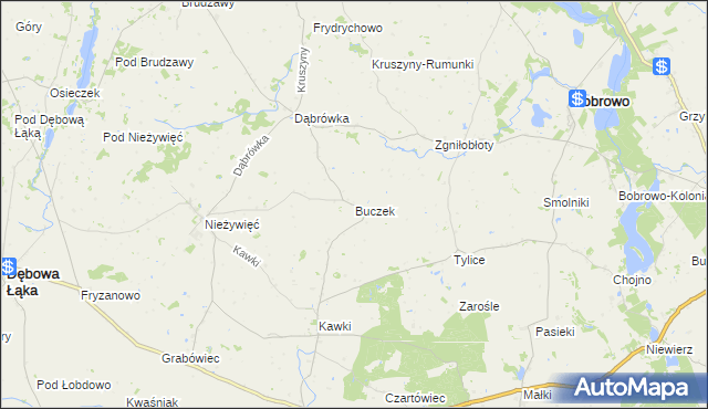 mapa Buczek gmina Bobrowo, Buczek gmina Bobrowo na mapie Targeo
