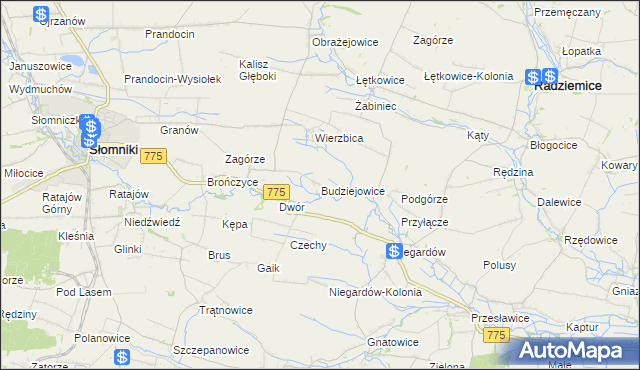 mapa Budziejowice, Budziejowice na mapie Targeo