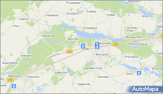 mapa Bugaj gmina Pobiedziska, Bugaj gmina Pobiedziska na mapie Targeo