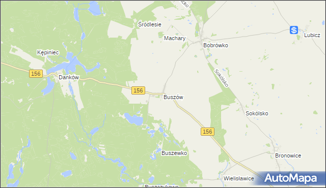 mapa Buszów gmina Strzelce Krajeńskie, Buszów gmina Strzelce Krajeńskie na mapie Targeo