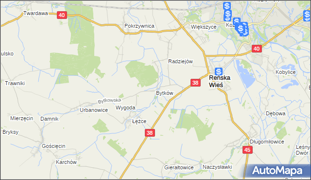 mapa Bytków gmina Reńska Wieś, Bytków gmina Reńska Wieś na mapie Targeo