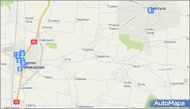 mapa Cegielnia gmina Koźmin Wielkopolski, Cegielnia gmina Koźmin Wielkopolski na mapie Targeo