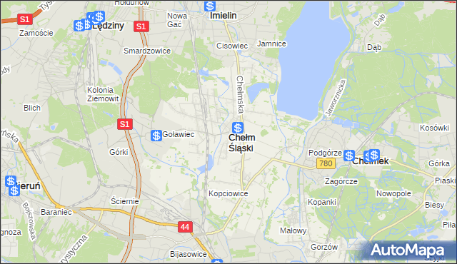 mapa Chełm Śląski, Chełm Śląski na mapie Targeo
