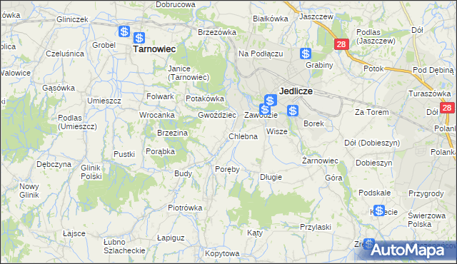 mapa Chlebna gmina Jedlicze, Chlebna gmina Jedlicze na mapie Targeo