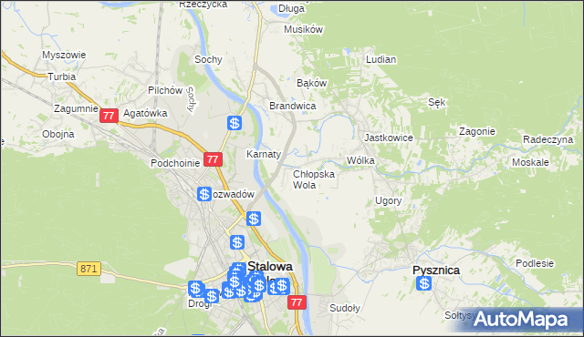 mapa Chłopska Wola, Chłopska Wola na mapie Targeo