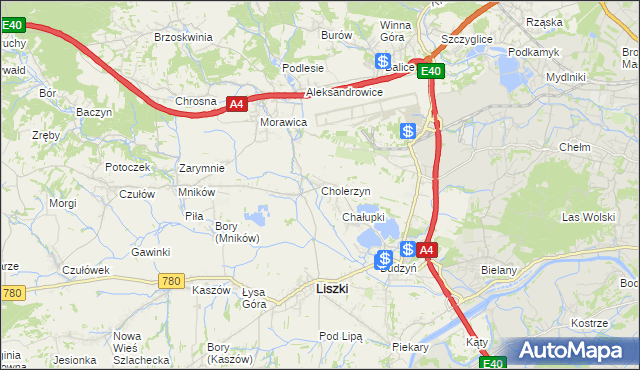 mapa Cholerzyn, Cholerzyn na mapie Targeo
