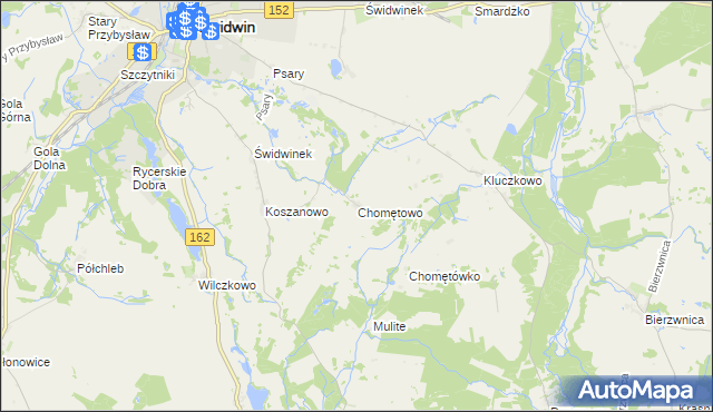 mapa Chomętowo gmina Brzeżno, Chomętowo gmina Brzeżno na mapie Targeo