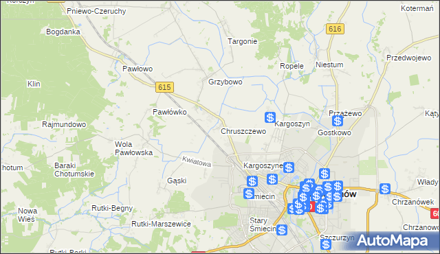 mapa Chruszczewo, Chruszczewo na mapie Targeo