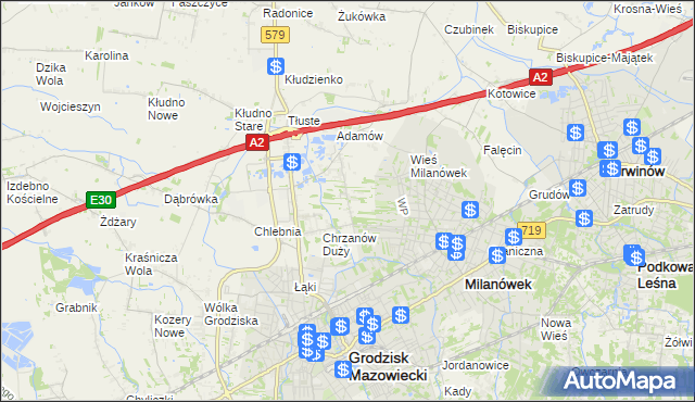 mapa Chrzanów Mały, Chrzanów Mały na mapie Targeo
