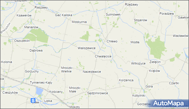 mapa Chwalęcice gmina Goszczanów, Chwalęcice gmina Goszczanów na mapie Targeo