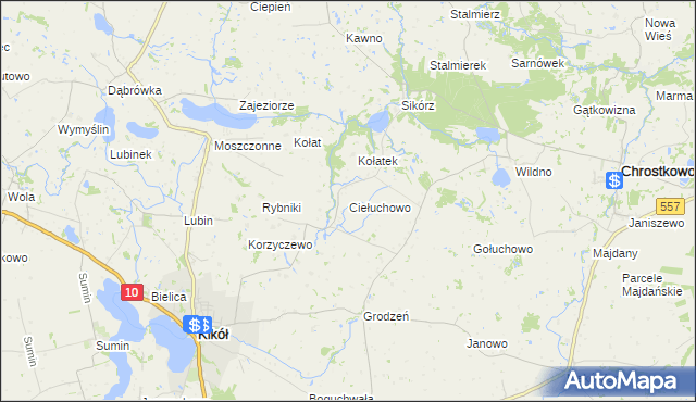 mapa Ciełuchowo, Ciełuchowo na mapie Targeo