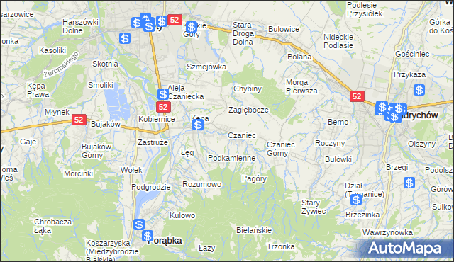 mapa Czaniec, Czaniec na mapie Targeo