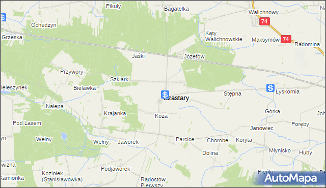 mapa Czastary, Czastary na mapie Targeo
