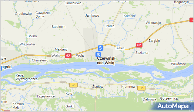 mapa Czerwińsk nad Wisłą, Czerwińsk nad Wisłą na mapie Targeo