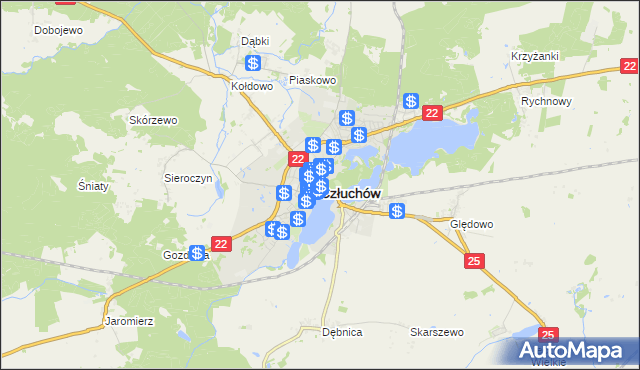 mapa Człuchów, Człuchów na mapie Targeo