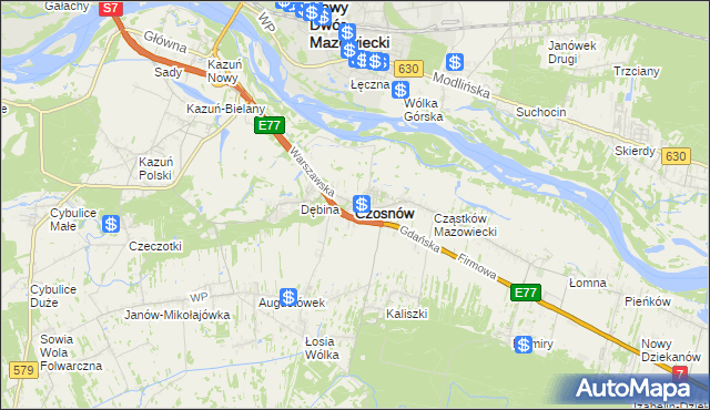 mapa Czosnów, Czosnów na mapie Targeo
