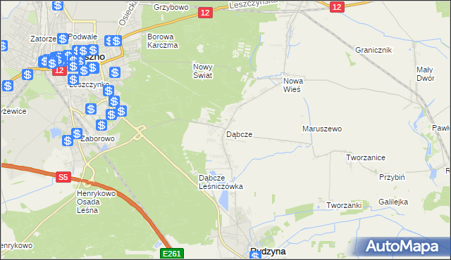 mapa Dąbcze, Dąbcze na mapie Targeo