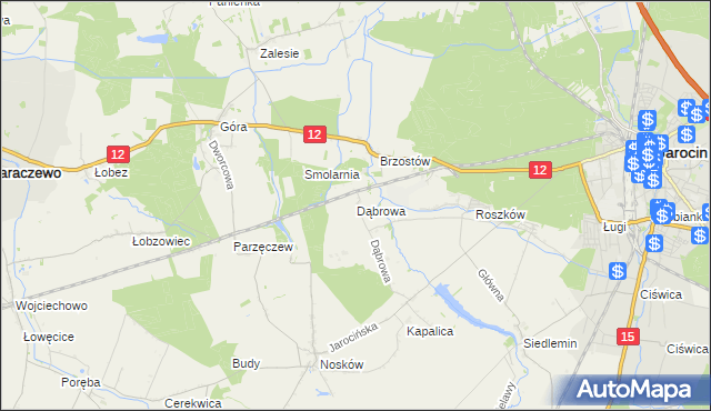 mapa Dąbrowa gmina Jarocin, Dąbrowa gmina Jarocin na mapie Targeo