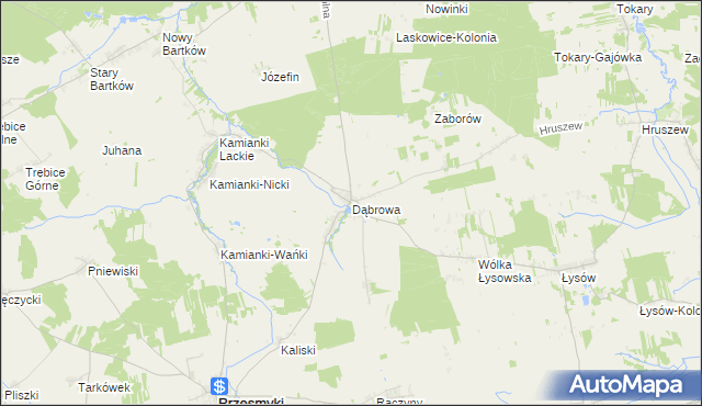mapa Dąbrowa gmina Przesmyki, Dąbrowa gmina Przesmyki na mapie Targeo