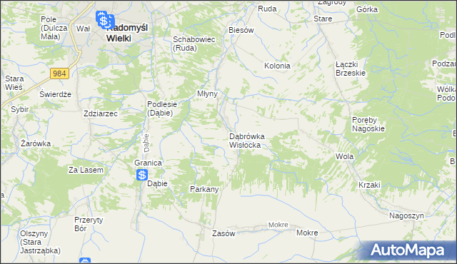 mapa Dąbrówka Wisłocka, Dąbrówka Wisłocka na mapie Targeo