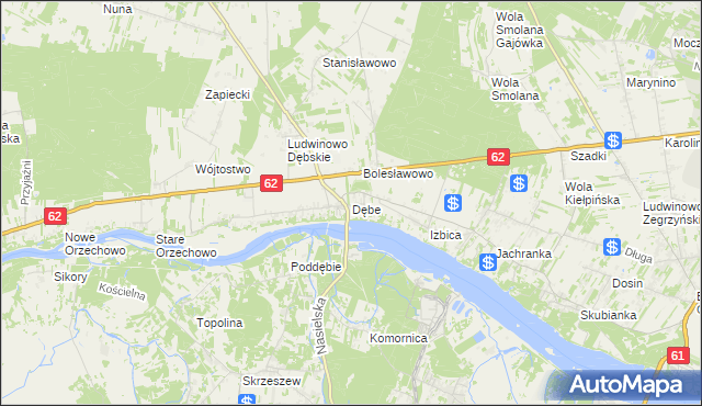 mapa Dębe gmina Serock, Dębe gmina Serock na mapie Targeo