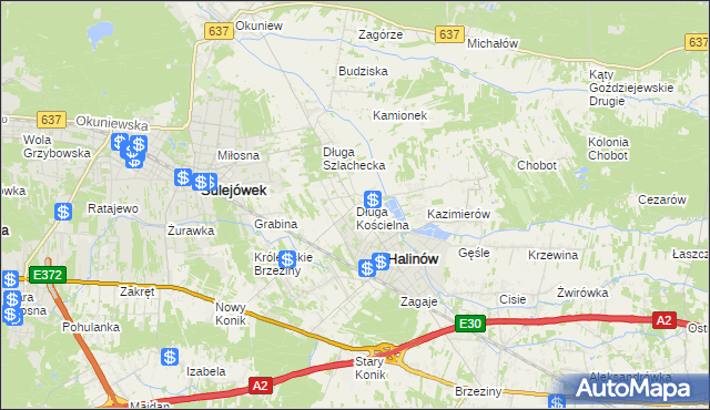 mapa Długa Kościelna, Długa Kościelna na mapie Targeo