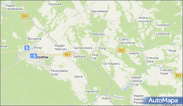 mapa Długi Kąt gmina Józefów, Długi Kąt gmina Józefów na mapie Targeo