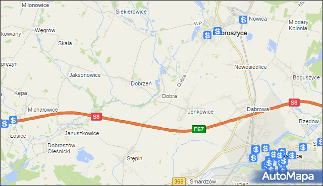 mapa Dobra gmina Dobroszyce, Dobra gmina Dobroszyce na mapie Targeo