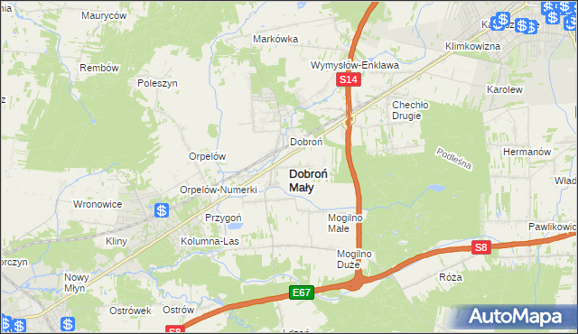 mapa Dobroń Mały, Dobroń Mały na mapie Targeo