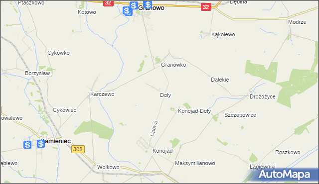 mapa Doły gmina Kamieniec, Doły gmina Kamieniec na mapie Targeo