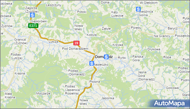 mapa Domaradz powiat brzozowski, Domaradz powiat brzozowski na mapie Targeo