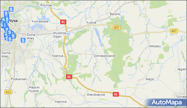 mapa Domaszkowice, Domaszkowice na mapie Targeo