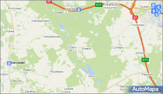 mapa Drwęck, Drwęck na mapie Targeo