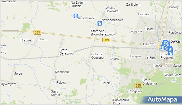 mapa Dubicze Osoczne, Dubicze Osoczne na mapie Targeo