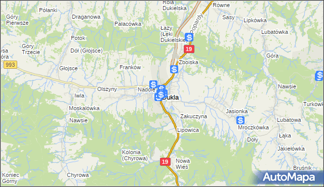 mapa Dukla, Dukla na mapie Targeo