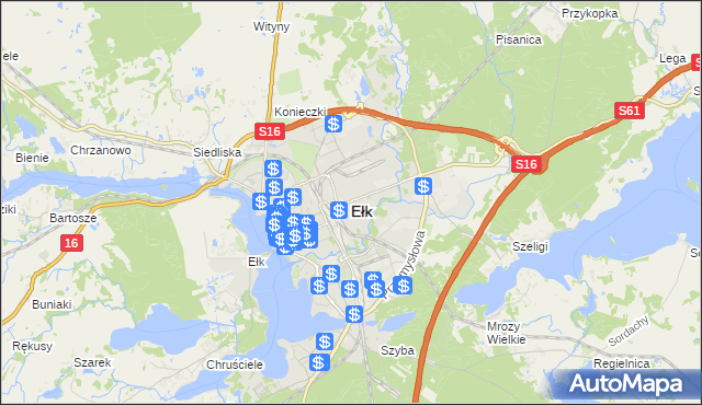 mapa Ełku, Ełk na mapie Targeo