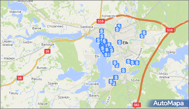 mapa Ełk powiat ełcki, Ełk powiat ełcki na mapie Targeo