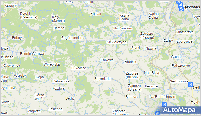 mapa Falkowa, Falkowa na mapie Targeo