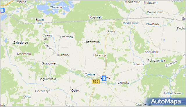 mapa Florencja gmina Mochowo, Florencja gmina Mochowo na mapie Targeo