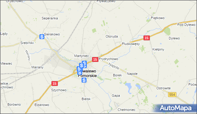 mapa Frydrychowo gmina Kowalewo Pomorskie, Frydrychowo gmina Kowalewo Pomorskie na mapie Targeo