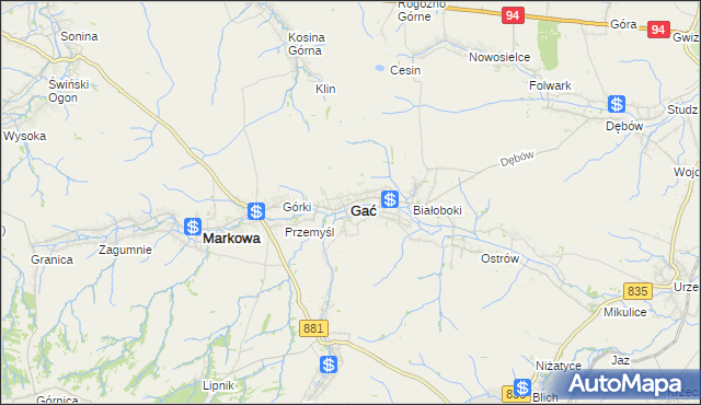 mapa Gać powiat przeworski, Gać powiat przeworski na mapie Targeo