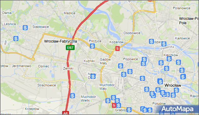 mapa Gądów Mały, Gądów Mały na mapie Targeo