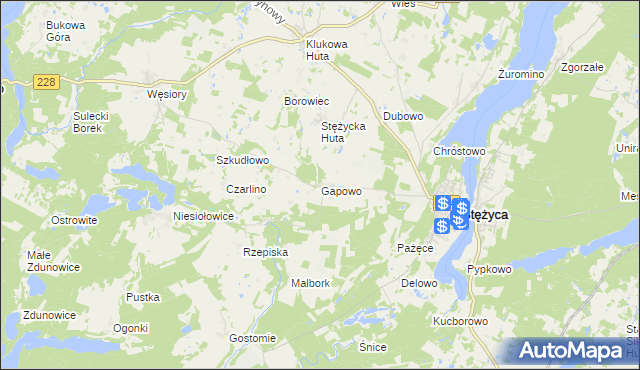 mapa Gapowo, Gapowo na mapie Targeo