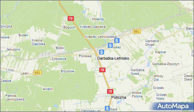 mapa Garbatka-Letnisko, Garbatka-Letnisko na mapie Targeo