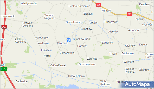 mapa Garbów gmina Bedlno, Garbów gmina Bedlno na mapie Targeo