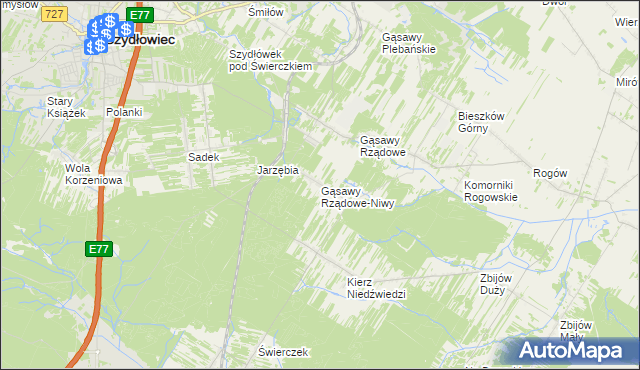 mapa Gąsawy Rządowe-Niwy, Gąsawy Rządowe-Niwy na mapie Targeo