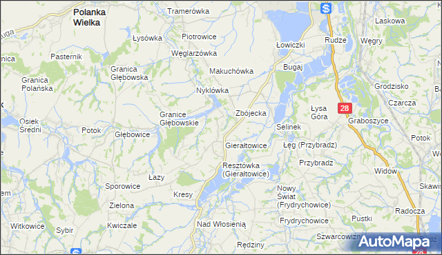 mapa Gierałtowiczki, Gierałtowiczki na mapie Targeo