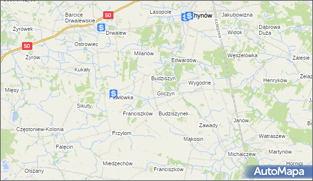 mapa Gliczyn, Gliczyn na mapie Targeo