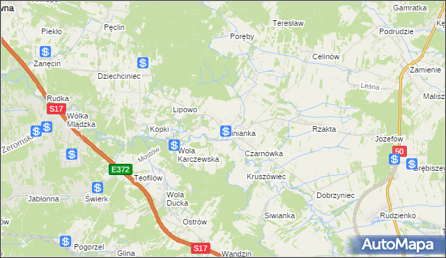 mapa Glinianka gmina Wiązowna, Glinianka gmina Wiązowna na mapie Targeo